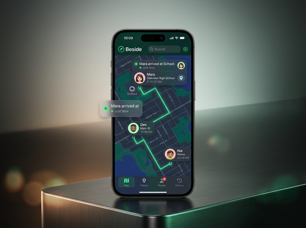 Beside iOS Application Live Map View